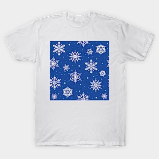 Christmas Folk Snowflakes2 Blue T-Shirt